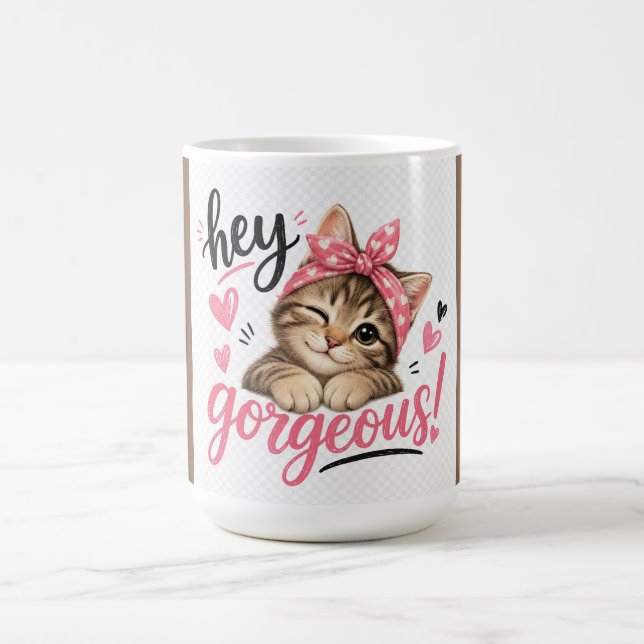 Hey Schönes Süßes Katzen-Design Kaffeetasse (Mittel)