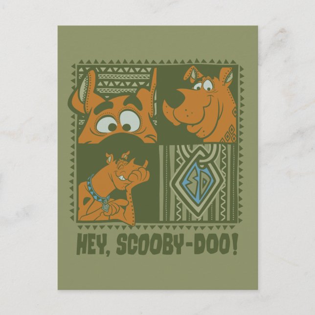 Hey Scooby-Doo Tribal Square Grafik Postkarte (Vorderseite)
