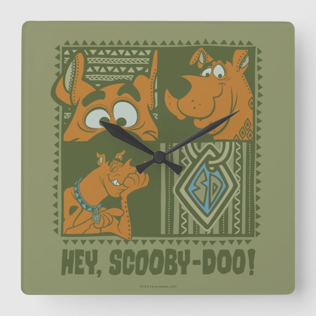 Hey Scooby-Doo Tribal Square Grafik Quadratische Wanduhr (Vorderseite)