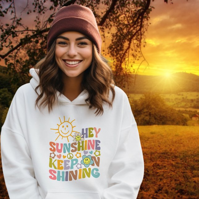 Hey Sunshine, trendy Blume Retro Vegan Hoodie (Von Creator hochgeladen)
