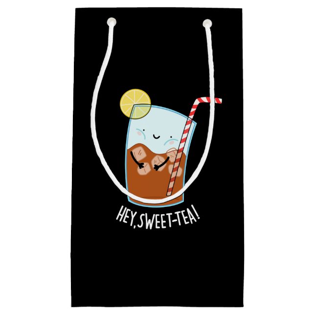 Hey Swee-Tea Funny Sweet Tea Pun Dark BG Kleine Geschenktüte (Vorderseite)
