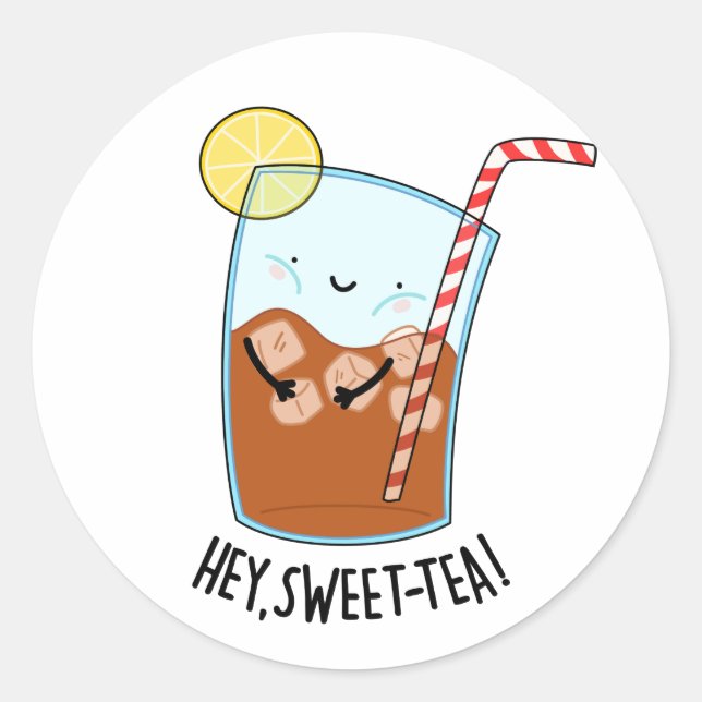 Hey Swee-Tea Funny Sweet Tea Pun Runder Aufkleber (Vorderseite)