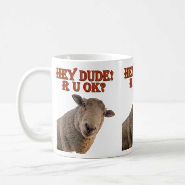 Hey Typ bist du okay Überhänge Mann Bridegroom Kaffeetasse (Links)