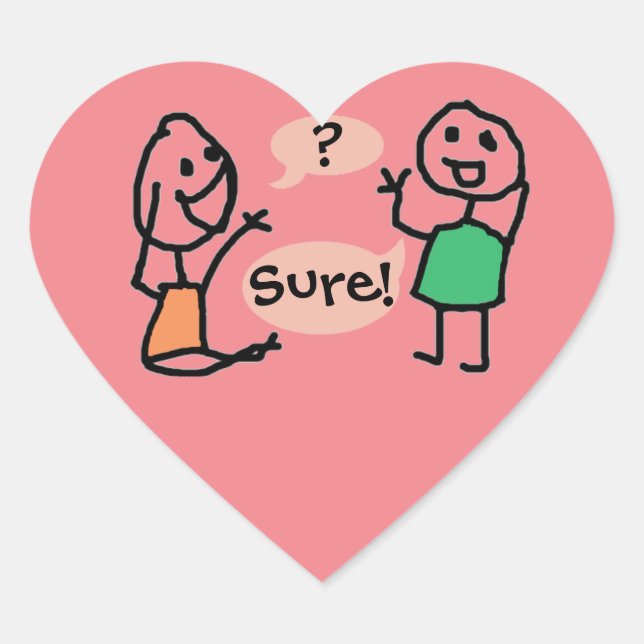 Hey Wanna Heart Sticker von RoseWrites (Vorderseite)