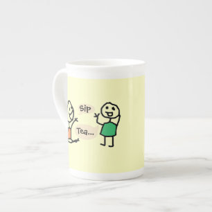 Hey Wanna Sip Tea Bone China Cups von RoseWrites Prozellantasse