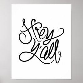 Hey YALL Quote Typografie Wall Art Print/Poster Poster