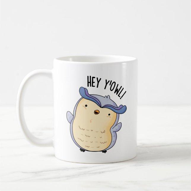 Hey Y'Owl Funny Owl Puff Kaffeetasse (Links)