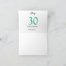 Hey, zum 30. Geburtstag grün schwarze fettschrift 