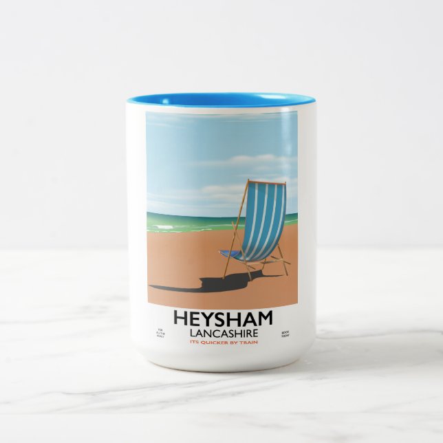 Heysham Lancashire Vintages Zugposter Zweifarbige Tasse (Mittel)
