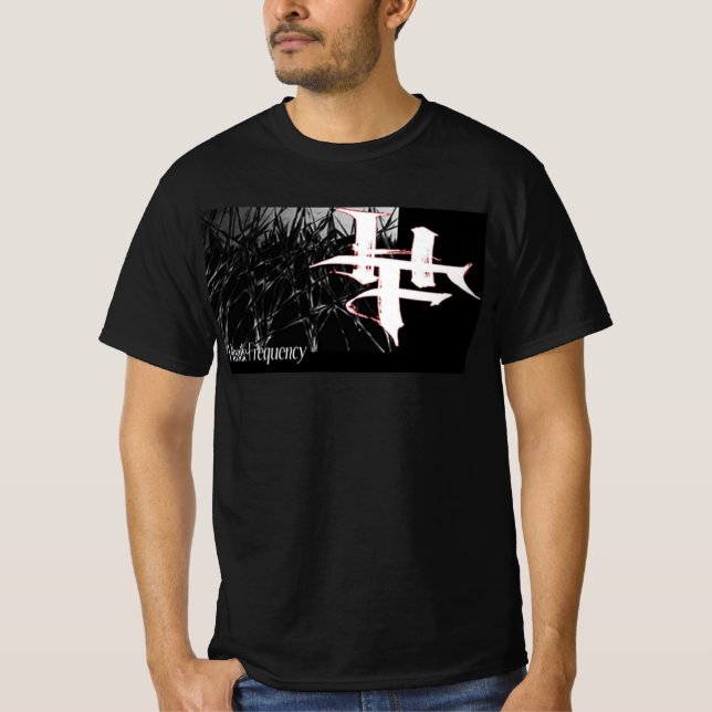 HF Feindliche Frequenz an der Seite über grauem Ra T-Shirt (Vorderseite)
