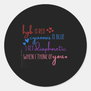 Hgb ist Red Cyanose ist blau bekommen diaphoretisc Runder Aufkleber