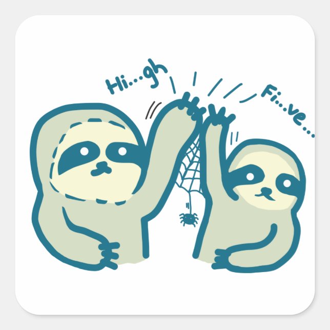 Hi-5-Slothes Quadratischer Aufkleber (Vorderseite)