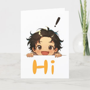 Hi Anime Boy Chibi Feiertagskarte