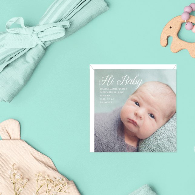 Hi Baby Foto Chic White Script Ankündigung (Von Creator hochgeladen)