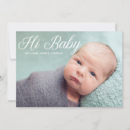 Hi Baby Foto Mint Elegant Simple Typografy Birth Ankündigung