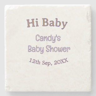 hi baby shower blau name datum maron modern trendy steinuntersetzer