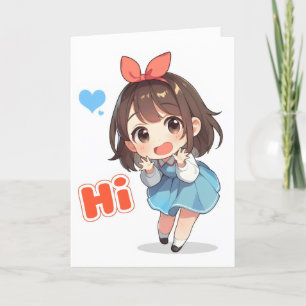 Hi Chibi Anime Girl Feiertagskarte