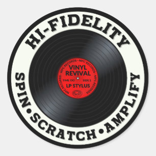 HI-FIDELITY-Spin, Scratch und Amplify Runder Aufkleber