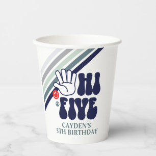HI FIVE Retro-Streifen blaue Papiertassen Pappbecher