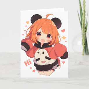Hi Funny Anime Girl Feiertagskarte