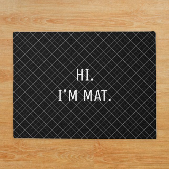 Hi Funny Spaß Moderner Black Checkered Eingang Fußmatte (Hi Funny Humor Modern Black Checkered Entrance Doormat)