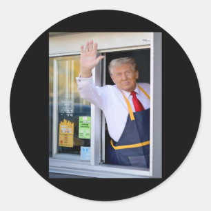 Hi Holen Sie Ihren Burger Donald Trump Cooks Fries Runder Aufkleber