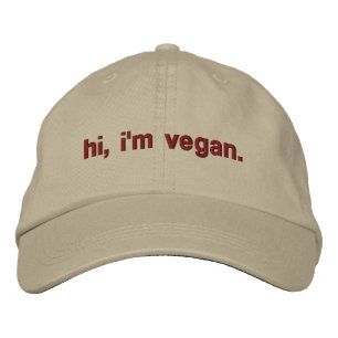 Hi, ich bin vegan bestickter Hut