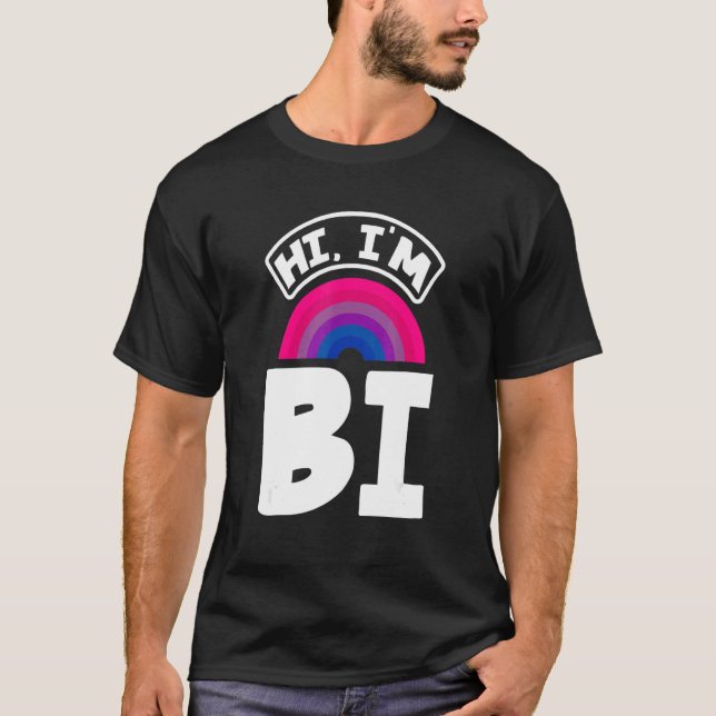 Hi I'm Bi Funny Bi Pride Flag Bisexual T-Shirt (Vorderseite)