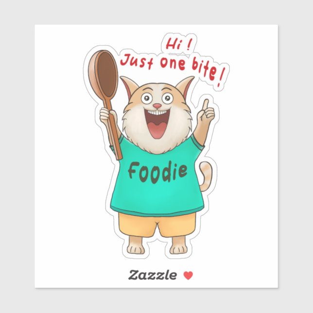 Hi! Just One Bite! Cat — The Foodie’s Inner Voice Aufkleber (Blatt)
