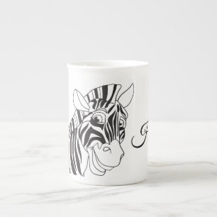 "Hi" Lettering Lovely Zebra Black & White trendy Prozellantasse