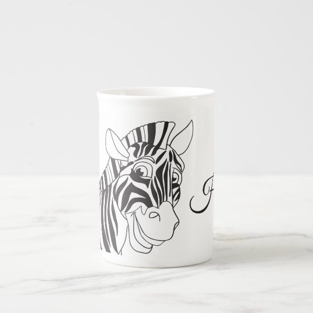 "Hi" Lettering Lovely Zebra Black & White trendy Prozellantasse (Vorderseite)