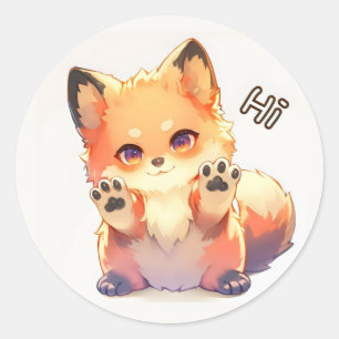Hi Niedlich Fox Anime Runder Aufkleber