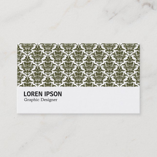 Hi-Phi - 0233 Dunkler Olive Damask Visitenkarte (Vorderseite)