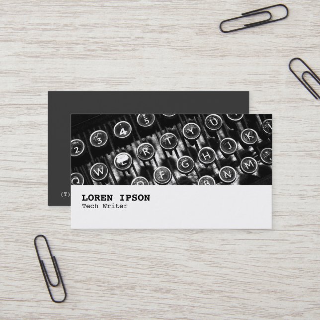 Hi-Phi - 0256 - Alte Schreibmaschine Visitenkarte (Vorderseite/Rückseite Beispiel)