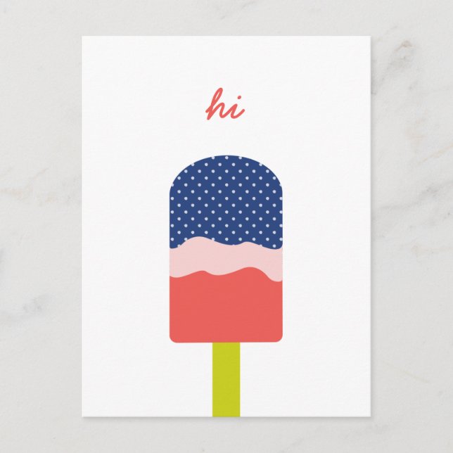 Hi Popsicle in Blue Coral Fun Personalisiertes Skr Postkarte (Vorderseite)