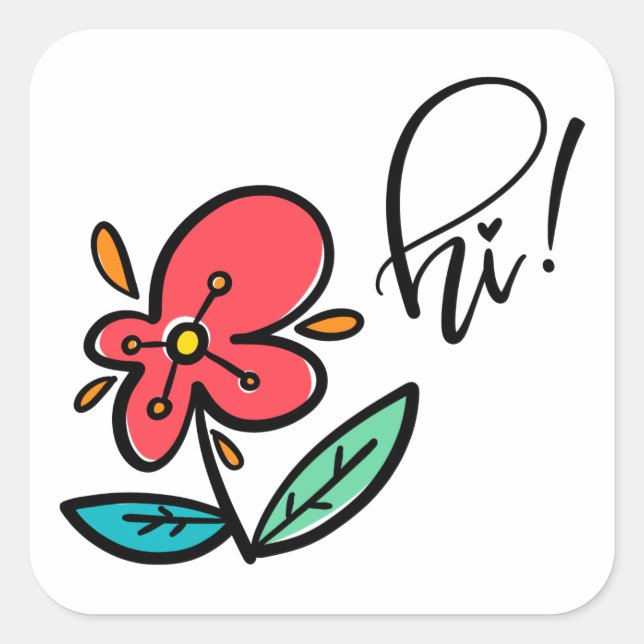 Hi Quadratischer Aufkleber (Vorderseite)