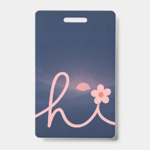"hi" Schrift Berg Sonnenuntergang Design Ausweis