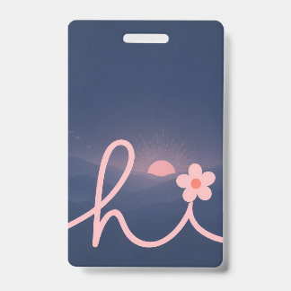 "hi" Schrift Berg Sonnenuntergang Design Ausweis