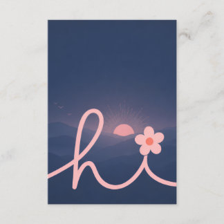 "hi" Schrift Berg Sonnenuntergang Design Begleitkarte