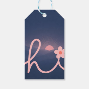 "hi" Schrift Berg Sonnenuntergang Design Geschenkanhänger