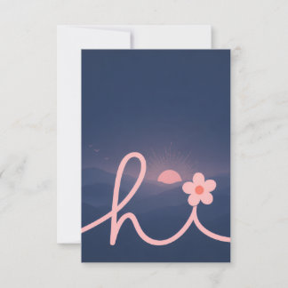 "hi" Schrift Berg Sonnenuntergang Design RSVP Karte