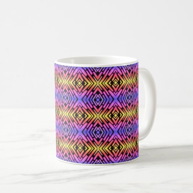 Hi-Tech Neon-Rosa-Purple-Gelb Kaffeetasse (VorderseiteRechts)