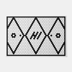 Hi Trendy Imitats Schwarz und Weiß Fußmatte