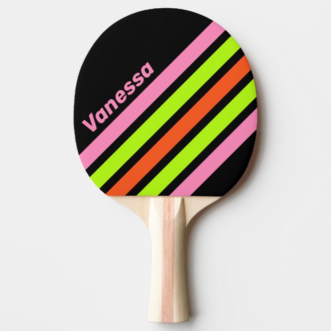 HI-VIS and Pink Angled Striping with Name Tischtennis Schläger (Vorderseite)