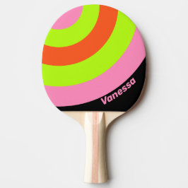 HI-VIS and Pink Circle Stripe with Name Ping Pon Tischtennis Schläger