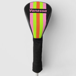 HI-VIS and Pink Pin Striped with Name Golf Headcover