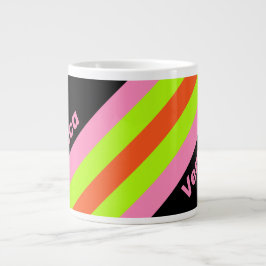 HI-VIS and Pink Stripes with Name Jumbo-Tasse