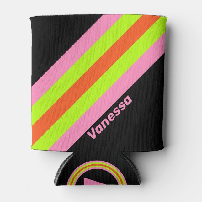 HI-VIS und rosa Streifen mit Namen Dosenkühler (Vorderseite)