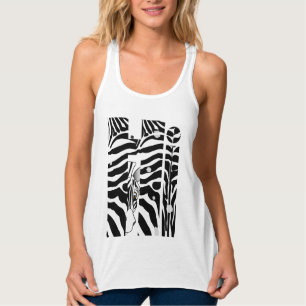 "Hi" Zebra Black and White Stripes Abstrakt Trendy Tank Top
