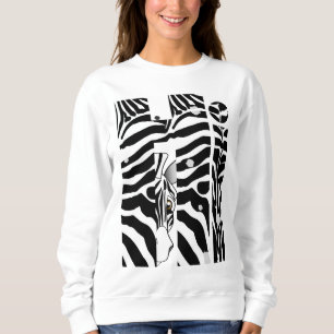 "Hi" Zebra Schwarz/Weiß Streifen Abstrakt Trendy Sweatshirt